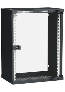 ITK Шкаф настенный LINEA WE 15U 550х350мм дверь стекло черный