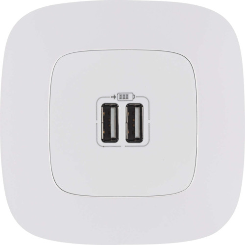 Valena ALLURE.Зарядное устройство с двумя USB-разьемами 240В/5В 1500мА.С лицевой панелью.Белое