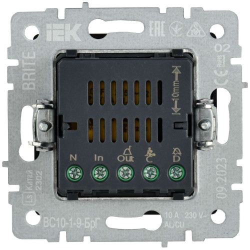 BRITE Кнопка звонка с индикацией для отелей 10А ВС10-1-9-БрГ графит IEK