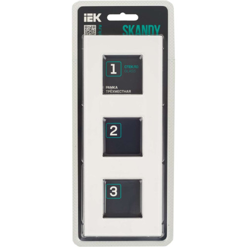SKANDY Рамка 3-местная SK-F23W стекло арктический белый IEK