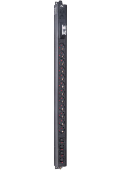 ITK BASE PDU вертикальный PV1111 22U 1 фаза 16А 12 розеток SCHUKO (немецкий стандарт) + 4 розетки C13 кабель 2,6м вилка SCHUKO (немецкий стандарт)