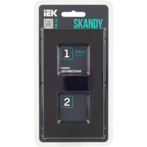 SKANDY Рамка 2-местная SK-F22Bl стекло черный IEK