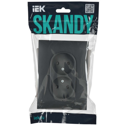 SKANDY Розетка 2-местная без заземления с защитными шторками 10А в сборе SK-R09T титан IEK