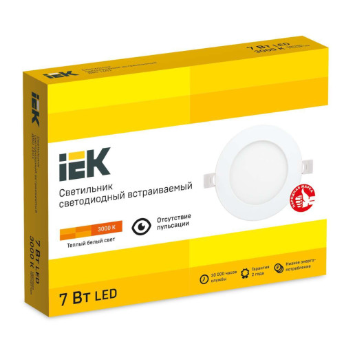 Светильник ДВО 1601 белый круг LED 7Вт 3000 IP20 IEK