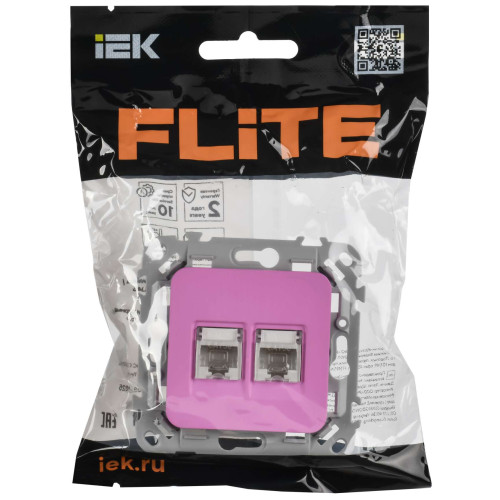 FLITE Розетка 2-местная компьютерная RJ45 категория 5Е UTP РК5е-2-0-ФлПр пурпурный IEK