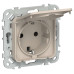 FLITE Розетка с заземлением с защитными шторками и крышкой 16А IP44 РСшкр11-0-44-ФлЛ льняной IEK