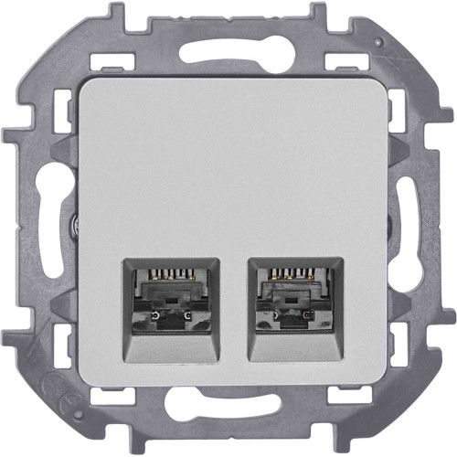 INSPIRIA Розетка компьютерная двойная RJ45 категория 6 UTP алюминий