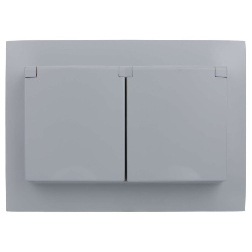 SKANDY Розетка 2-местная и крышкой 16А в сборе IP44 SK-R12Gr серый IEK