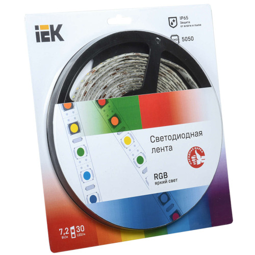Лента светодиодная 5м блистер LSR-5050RGB30-7,2-IP65-12V IEK