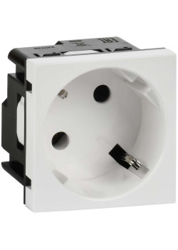 Розетка 45град с заземляющим контактом без защитной шторки и винтовым зажимом (2 модуля) белая