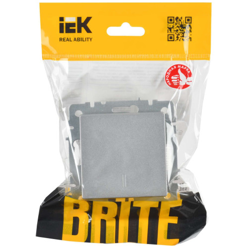 BRITE Выключатель 1-клавишный проходной с индикацией 10А ВС10-1-7-БрА алюминий IEK