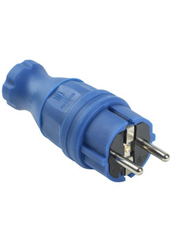 Вилка прямая ВБп3-1-0м IP44 ОМЕГА каучук синяя IEK