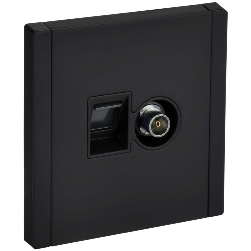 FORTE&PIANO Розетка двойная TV+RJ45 кат.5E FP136M металл черный IEK