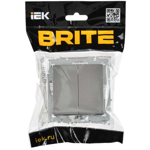 BRITE Выключатель 2-клавишный перекрестный 10А ВС10-2-3-БрС сталь IEK