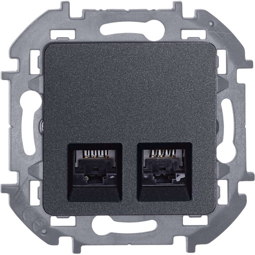 INSPIRIA Розетка компьютерная двойная RJ45 категория 6 UTP антрацит