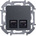 INSPIRIA Розетка компьютерная двойная RJ45 категория 6 UTP антрацит