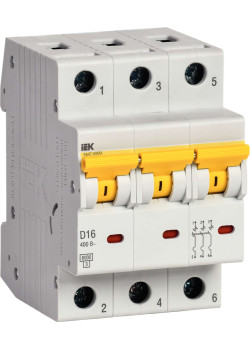 Автоматический выключатель ВА47-60МА без теплового расцепителя 3P 16А 6кА D IEK