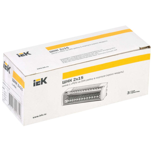 Шины на DIN-рейку в корпусе (кросс-модуль) ШНК 2х15 L+PEN IEK