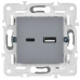 SKANDY Розетка USB A+C 3,1А SK-R14Gr серый IEK