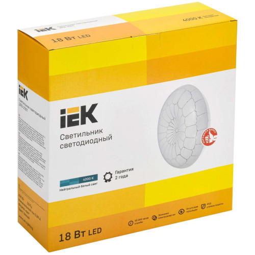 Светильник светодиодный ДПБ 2007 18Вт IP20 4000К круг белый IEK