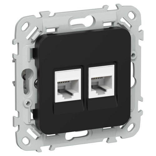 FLITE Розетка 2-местная RJ45/RJ11 категория 6/3 UTP РКТ6/3-2-0-ФлЧ черный IEK