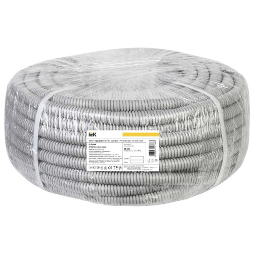 ELASTA Труба гофрированная ПВХ d=25мм с зондом (50м) (СТ) IEK