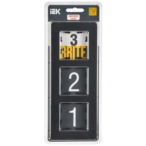 BRITE Рамка 3-местная РУ-3-1-Бр металл черный RE IEK