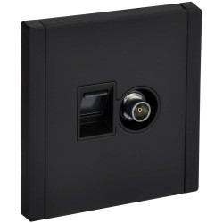 FORTE&PIANO Розетка двойная TV+RJ45 кат.6 FP137M металл черный IEK