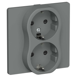 FLITE Розетка 2-местная с заземлением с защитными шторками безвинтовое крепление 16А РСш12-1-К-ФлМА мокрый асфальт IEK