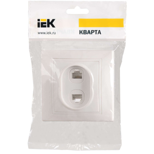 KVARTA Розетка 2-местная RJ11+RJ45 кат.5е РК/Т12-КБ белый IEK