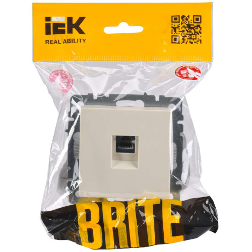 BRITE Розетка компьютерная RJ45 кат.5E РК10-БрКр бежевый IEK