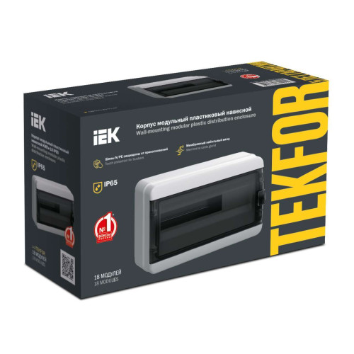 TEKFOR Корпус пластиковый КМПн-18 IP65 черная прозрачная дверь IEK
