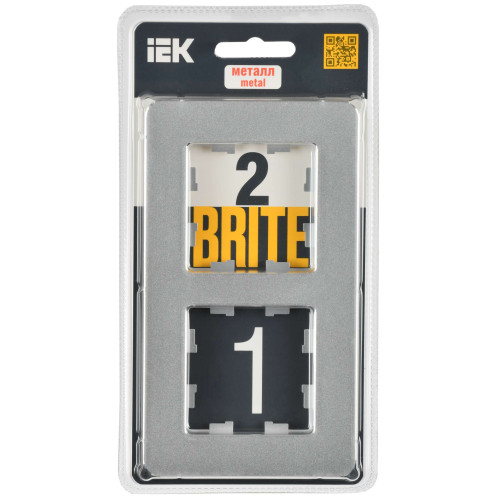 BRITE Рамка 2-местная РУ-2-1-Бр металл алюминий RE IEK