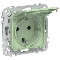 FLITE Розетка с заземлением с защитными шторками и крышкой 16А IP44 РСшкр11-0-44-ФлФ фисташковый IEK