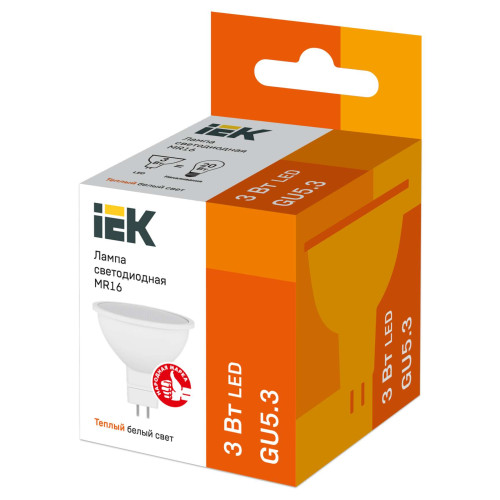 Лампа светодиодная MR16 софит 3Вт 230В 3000К GU5.3 IEK