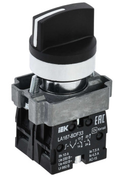 Переключатель LA167-BDF33 на 3 положения 2NO черный IEK