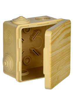 Коробка распаячная КМ для открытой проводки с откидной крышкой 80х80х50мм IP54 7 гермовводов сосна IEK