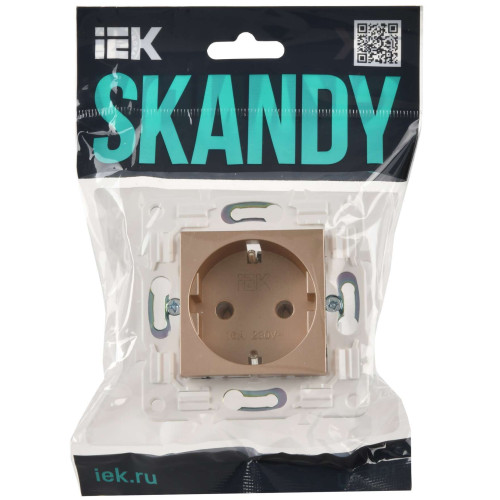 SKANDY Розетка с заземлением без защитных шторок 16А SK-R05Sa песочный IEK