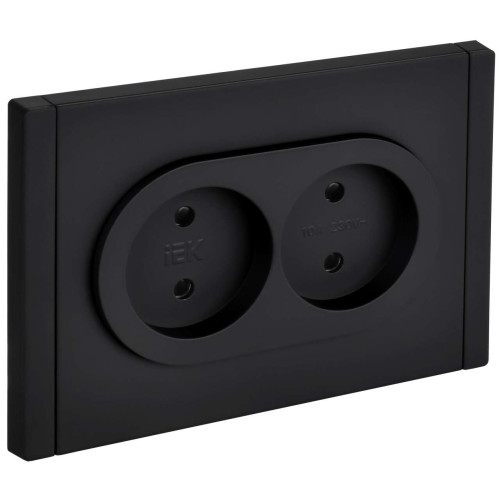 FORTE&PIANO Розетка 2-местная без заземления с защитными шторками безвинтовое крепление 10А FP125M металл черный IEK