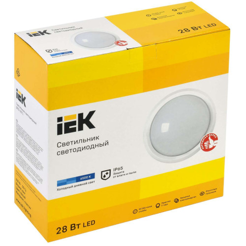 Светильник светодиодный ДПО 5071 28Вт 6500К IP65 круг белый IEK