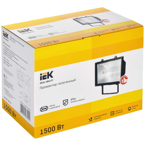 Прожектор ИО1500 галогенный черный IP54 IEK