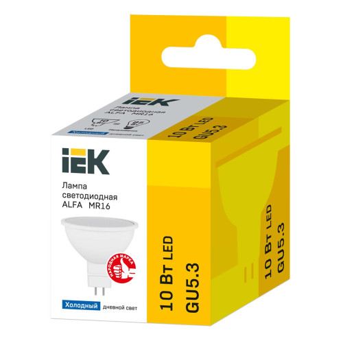 Лампа светодиодная ALFA MR16 софит 10Вт 230В 6500К GU5,3 IEK