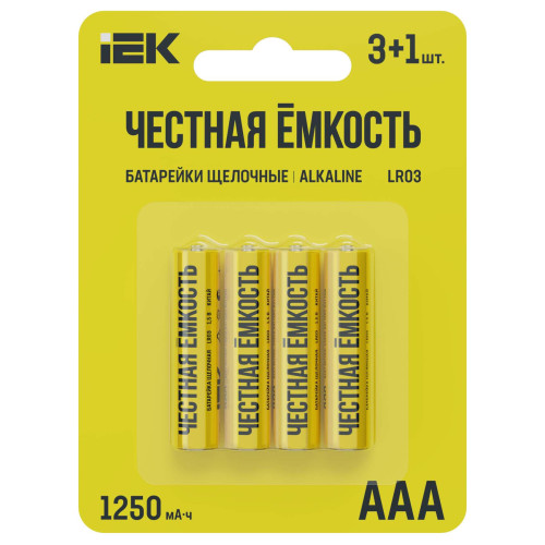 Батарейка щелочная Alkaline LR03/AAA (4шт/блистер) ПРОМО IEK