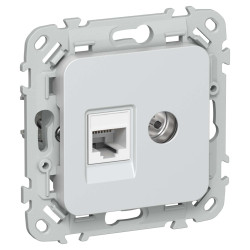 FLITE Розетка 2-местная RJ45/TV категория 5Е UTP РКТВ5е-2-0-ФлЖ жемчуг IEK