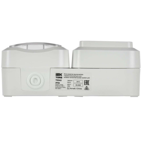 TORS Блок розетка + выключатель горизонтальный 16А IP55 TS342 белый IEK