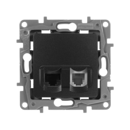 ETIKA Розетка двойная RJ11+RJ45 кат.5E UTP антрацит