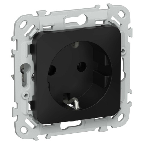 FLITE Розетка с заземлением без защитных шторок безвинтовое крепление 16А РС11-1-ФлЧ черный IEK