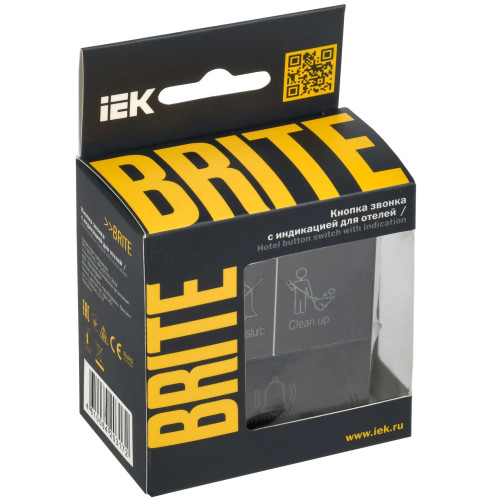 BRITE Кнопка звонка с индикацией для отелей 10А ВС10-1-9-БрЧ черный IEK