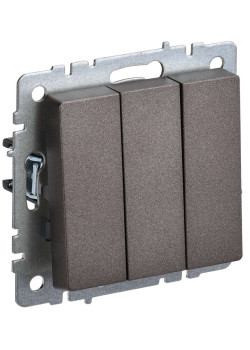 BRITE Выключатель 3-клавишный 10А ВС10-3-0-БрТБ темная бронза IEK