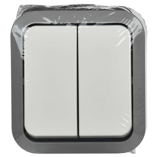 TORS Выключатель двухклавишный 10А IP55 TS205 серо-белый IEK